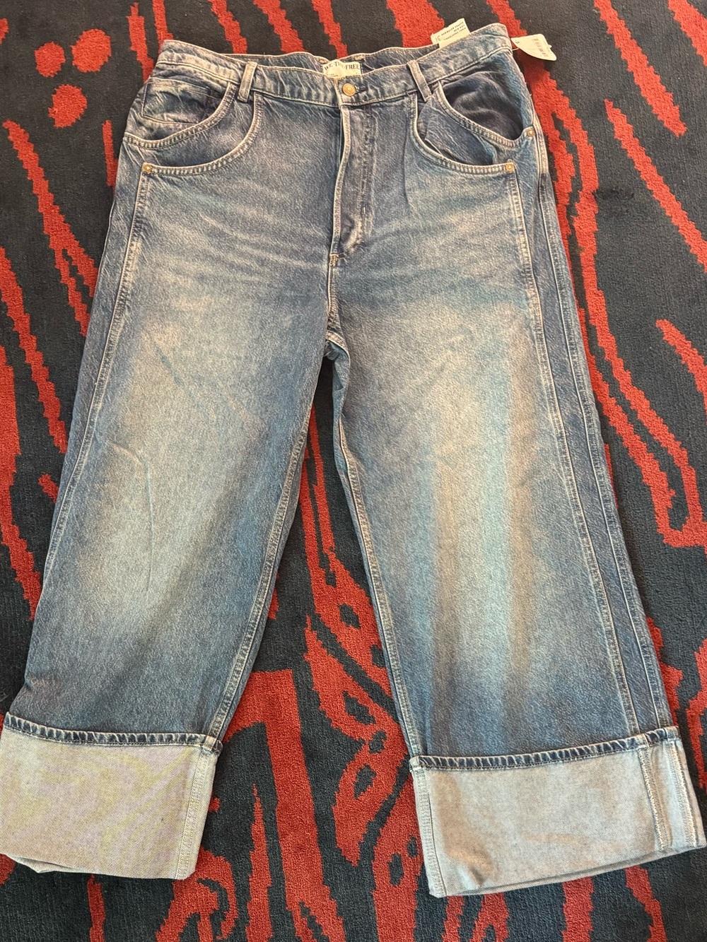 We The Free Final Countdown Cuffed Wide Leg Jeans - Blue - Picture 2 of 12